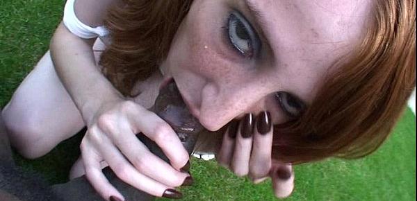  Polly Pierson Gives a blowjob outdoors